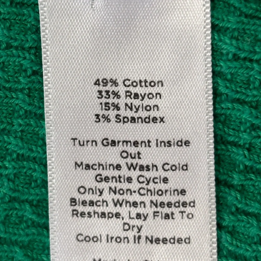 Talbots Green Cardigan with Pink and White Trim XS